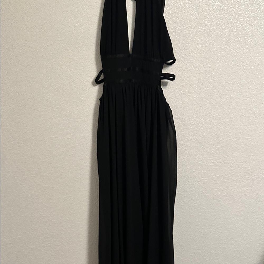 Express Black Halter Backless Gown